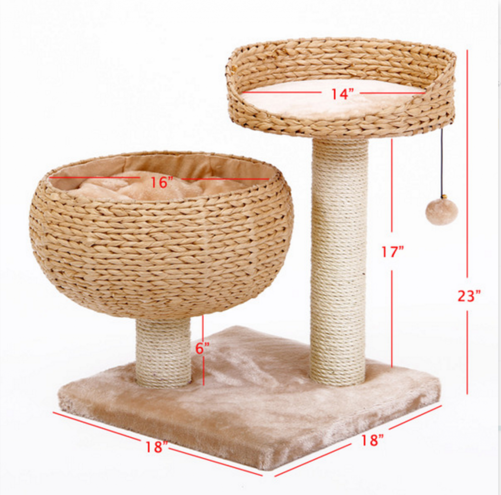 Petpals paper rope natural bowl 2024 shaped with perch cat tree