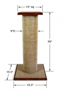 Mondo cat scratching post in plain sisal with fabric top platform