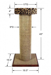 Purrfect Post Mondo Scratching Post with Leopard color carpet covered bed