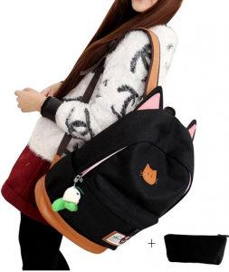 back to school backpacks. The moolecole leather and canvas backpack with cute cat ears