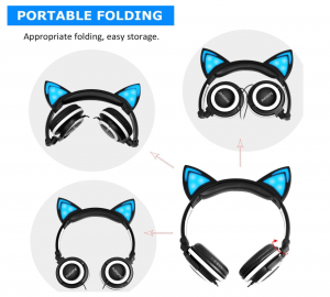 barsone folding kitty ears headphones