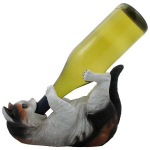 Calico drinking kitty wine bottle holder