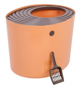 iris top entry litter box in orange