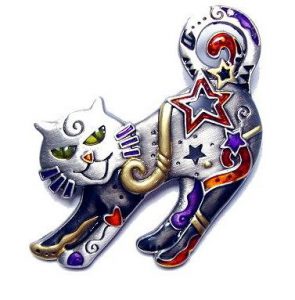 Whimsical Cat Stretching Pin